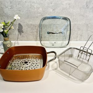 Nồi Chảo vuông đa năng Oceno màu vàng gold 24cm