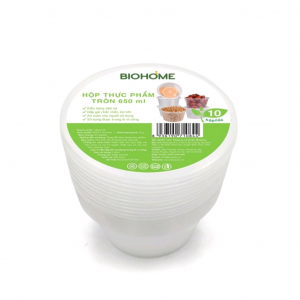 Hộp Thực Phẩm Tròn 650ml (10 hộp/lốc) BIOPLAS / BIOHOME - HH00203