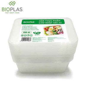 Hộp Thực Phẩm Chữ Nhật 650ml (10 hộp/ lốc) BIOHOME - HH00204