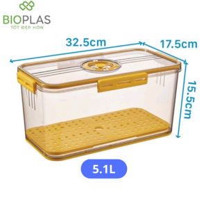 Hộp Bảo Quản Thực Phẩm Tủ Lạnh – Hình Chữ Nhật 5.1L BIOPLAS / BIOHOME - HH00449